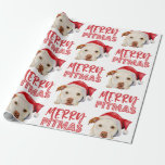 Santa Dog Merry Pitmas Funny Pitbull Christmas Wrapping Paper<br><div class="desc">Cute watercolor illustration of an American pit bull terrier dog with a santa hat on. The text above the pup says "Merry Pitmas." Funny Christmas design for dog lovers!</div>