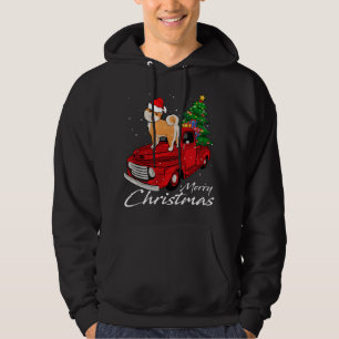 Santa Dog Rides Red Truck Christmas Pajama Costume Hoodie