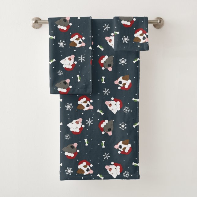 Santa Dogs Bath Towel Set (Insitu)