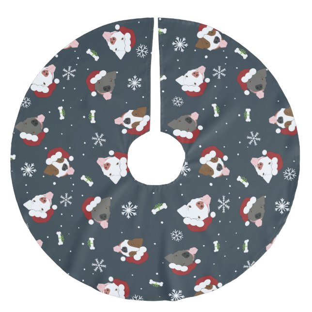 Santa Dogs Brushed Polyester Tree Skirt (Front)