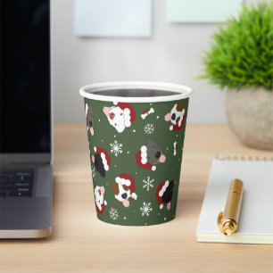 Santa Dogs on Green Paper Cups