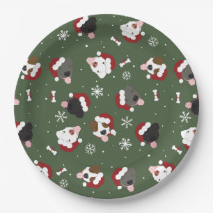 Santa Dogs on Green Paper Plate