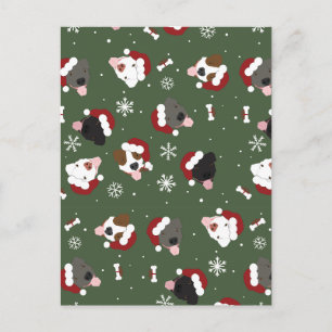 Santa Dogs on Green Postcard