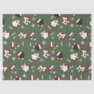 Santa Dogs on Green Tissue Paper