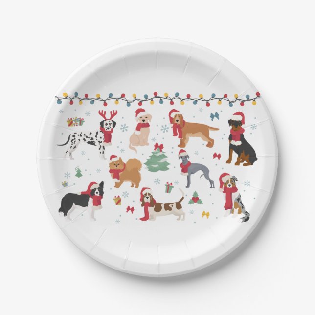 Santa Dogs Paper Plate (Front)