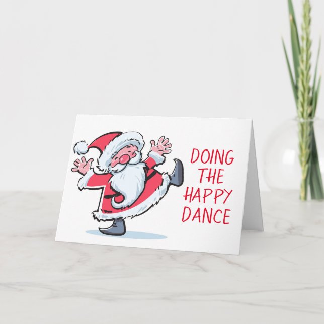 SANTA DOING HAPPY DANCE SEEIN "YOU" AT CHRISTMAS HOLIDAY CARD (Front)