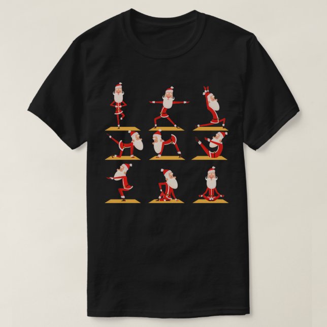 Santa Doing Yoga Exercises Poses Meditation Christ T-Shirt (Design Front)