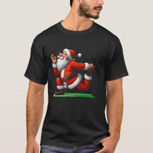 Santa Doing Yoga Fitness Gym Workout Christmas T-Shirt