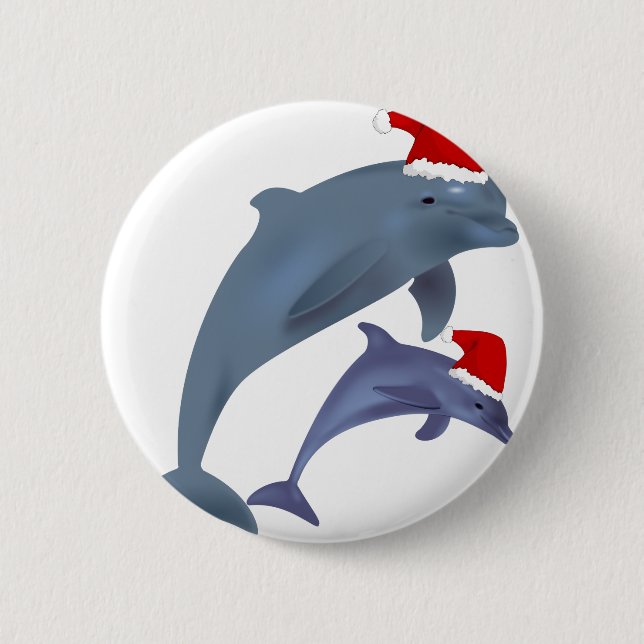 santa dolphins 6 cm round badge (Front)