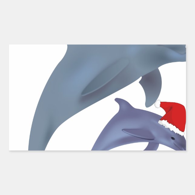 santa dolphins rectangular sticker (Front)
