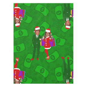 santa donald melania trump christmas money tablecloth