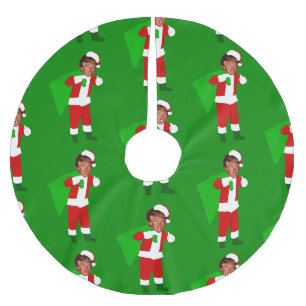 santa donald trump funny christmas brushed polyester tree skirt