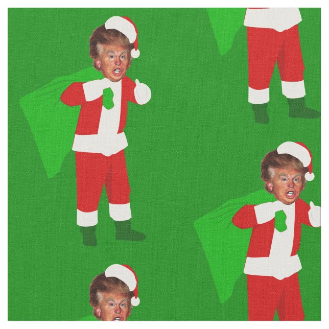 santa donald trump funny christmas  fabric (Close Up)