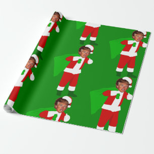 santa donald trump funny christmas  wrapping paper