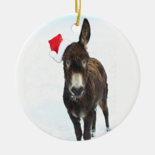Santa Donkey Ceramic Tree Decoration