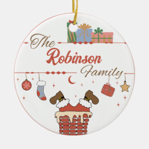 Santa Down the Chimney Christmas  Ceramic Tree Decoration