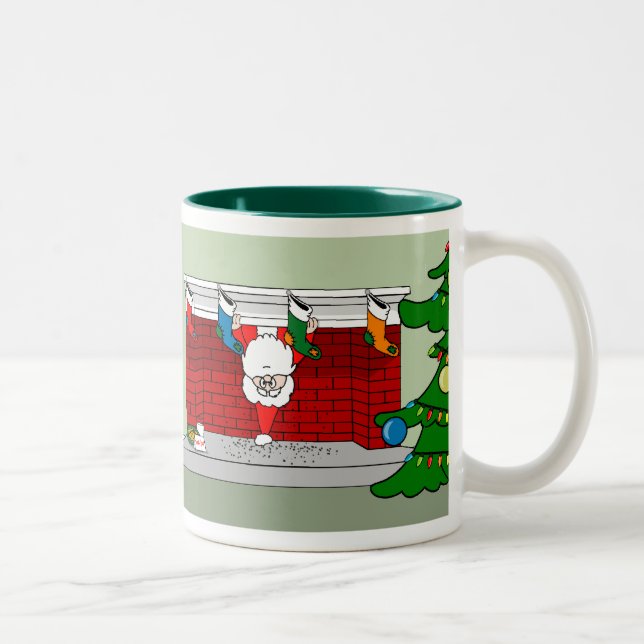 Santa Down the Chimney Christmas Mug (Right)