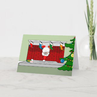 Santa Down the Chimney Holiday Card