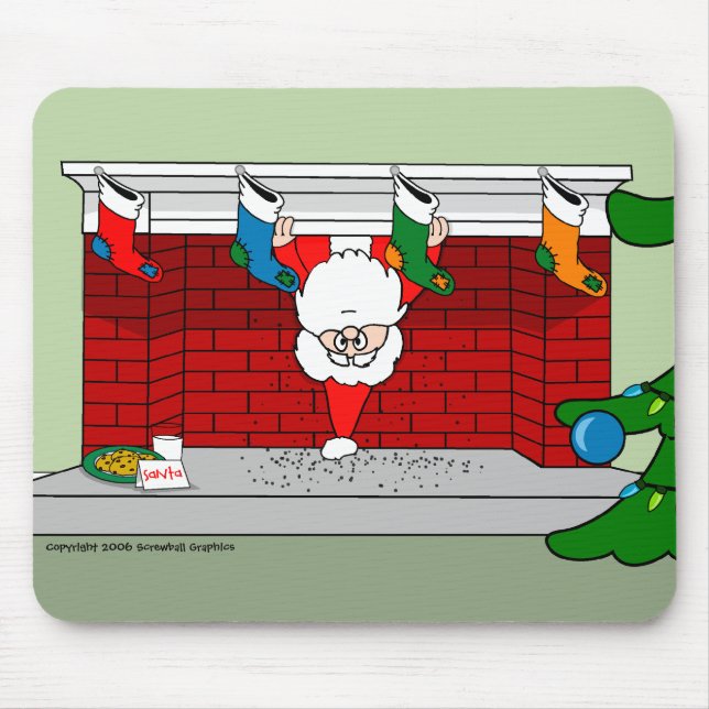 Santa Down the Chimney Mouse Mat (Front)