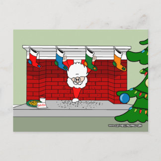 Santa Down the Chimney Postcard