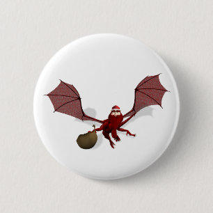 Santa Dragon 6 Cm Round Badge
