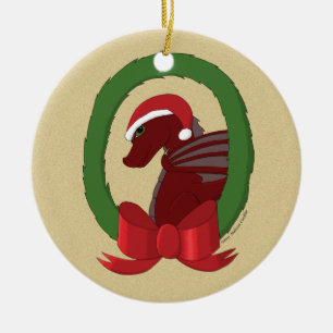 Santa Dragon Ceramic Tree Decoration