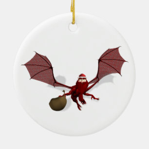 Santa Dragon Ceramic Tree Decoration