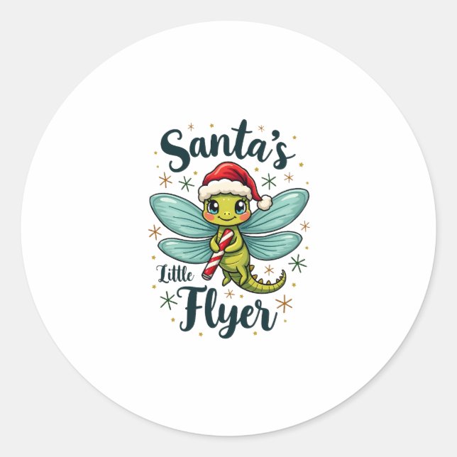 Santa Dragonfly Classic Round Sticker (Front)