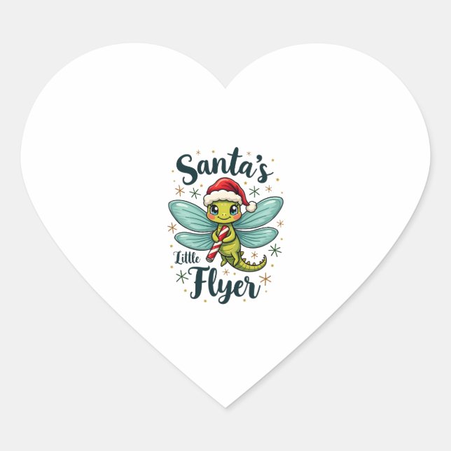 Santa Dragonfly Heart Sticker (Front)