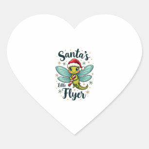 Santa Dragonfly Heart Sticker