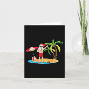 Santa Drinking Christmas In July Cool Summer Tropi Card