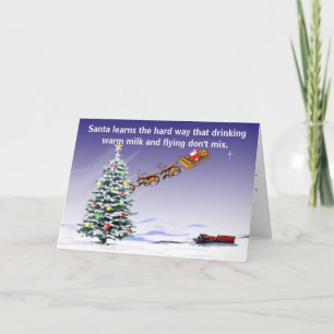 Santa Drinking Warm Milk & Driving Don't Mix Funny Holiday Card