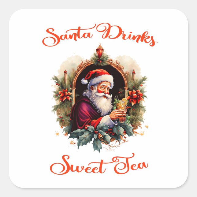 Santa Drinks Sweet Tea Stickers (Front)