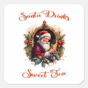 Santa Drinks Sweet Tea Stickers