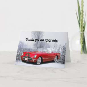 Santa Drives A Classic Red Convertible Christmas Card
