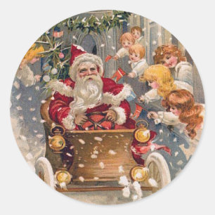 Santa Drives a Race Car Stickers