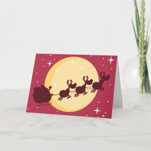 Santa driving a sleigh Christmas greeting card