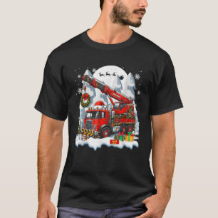 Santa Driving Crane Truck Christmas Boxes Colorful T-Shirt