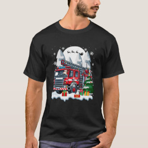 Santa Driving Fire Truck Christmas Boxes Colorful  T-Shirt