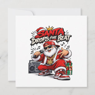 Santa Drops The Beat Christmas Hip Hop Card