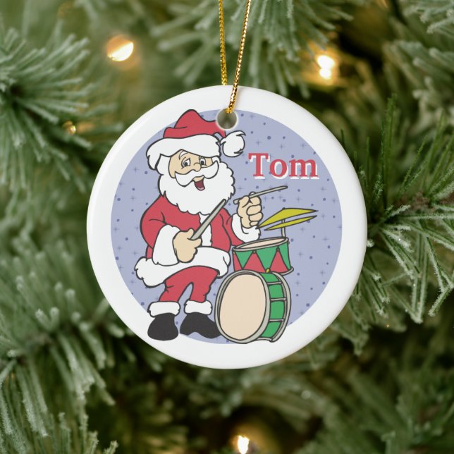 Santa Drummer Christmas Ornament (Tree)