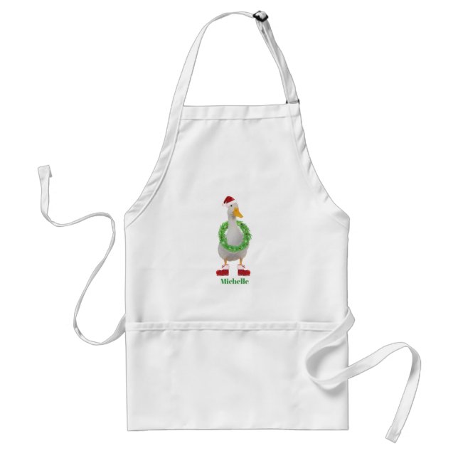 Santa Duck Personalised Adult Apron (Front)