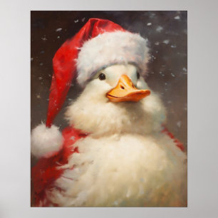 Santa Duck Vintage Portrait Victorian Animal  Poster