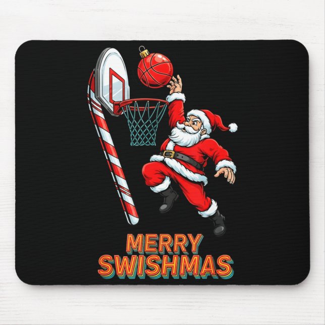 Santa Dunking Merry Swishmas Basketball Christmas  Mouse Mat (Front)