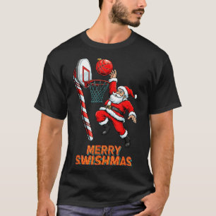 Santa Dunking Merry Swishmas Basketball Christmas  T-Shirt
