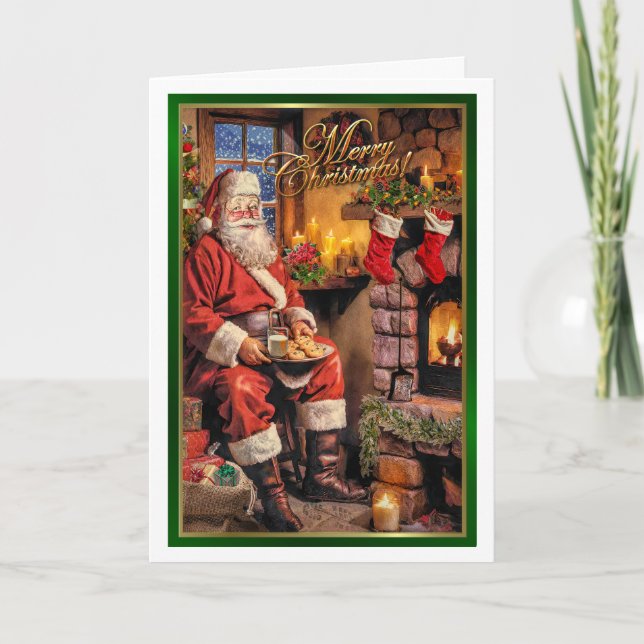 Santa eating cookies card (Front)