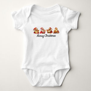 Santa eating pizza, Christmas Baby T-Shirt Bodysuit