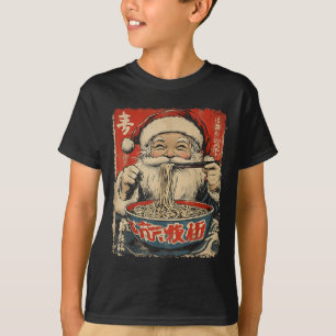 Santa Eating Ramen Noodles Ukiyo-e Insred Christma T-Shirt