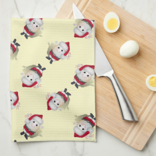 Santa Egg Christmas Tea Towel