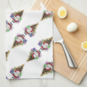 Santa Egg Christmas Tea Towel